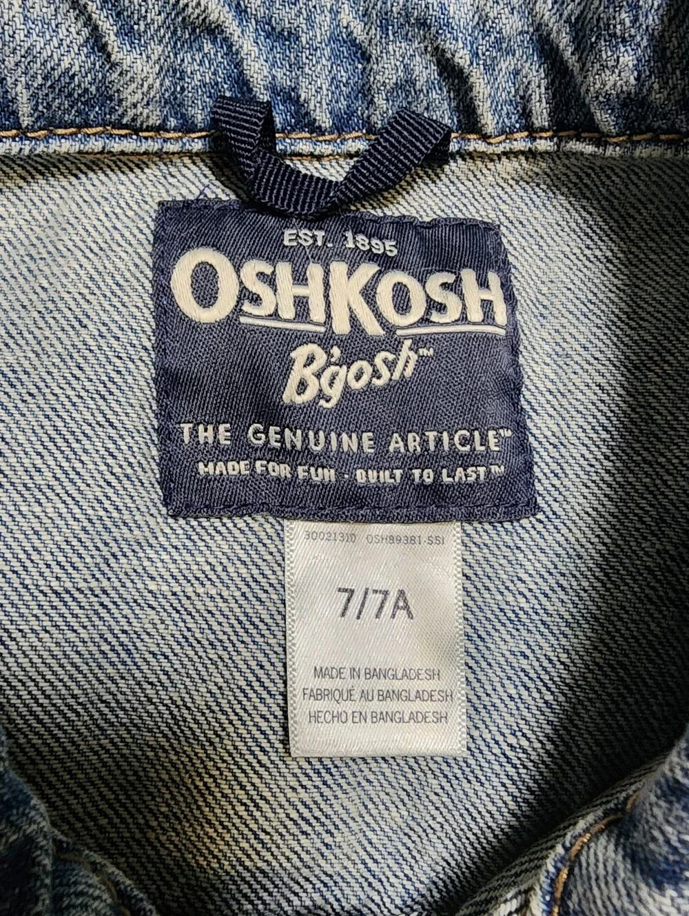 Oshkosh B'gosh Button Down Denim Jacket Nwt Size 7